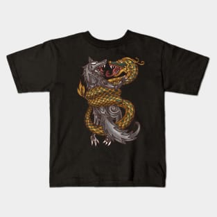 Viking Titans: Jormungandr and Fenrir, the Monsters of Norse Mythology Kids T-Shirt